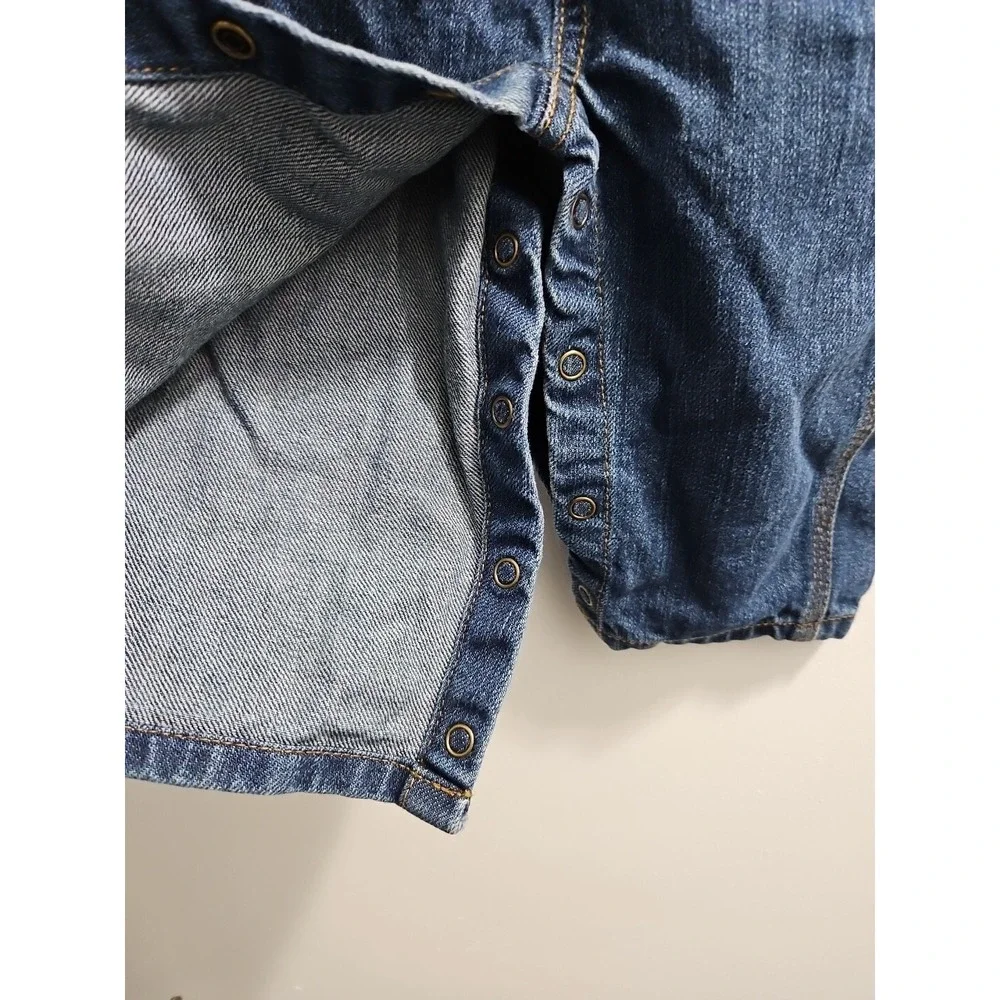 CARHARTT Bib Overalls Denim Jean Size Infant 9 Months Baby Snap Closure Cotton
